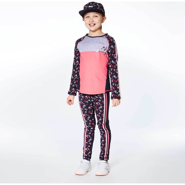 Athletic Legging Light Pink, Printed Flowers - Leggings - 3