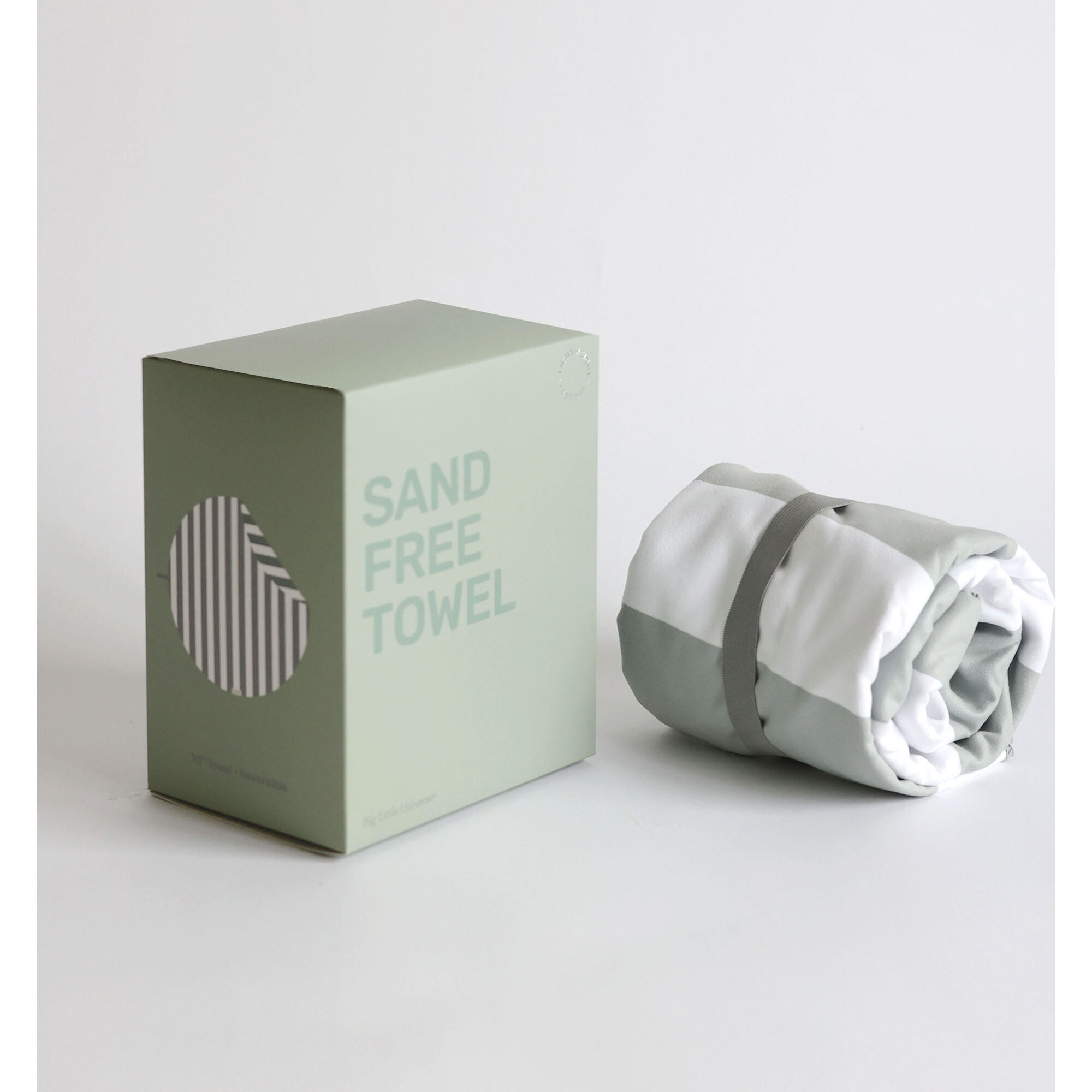 Sand Free 70" Towel, Double Sided Sage and Dove Stripes - Towels - 1