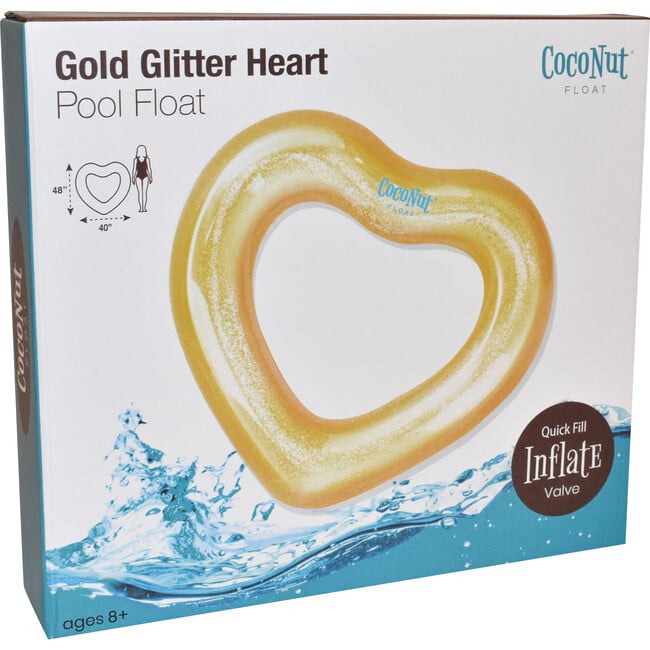 Glitter Heart Pool Float, Gold - Pool Floats - 6