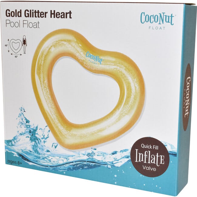 Glitter Heart Pool Float, Gold - Pool Floats - 7