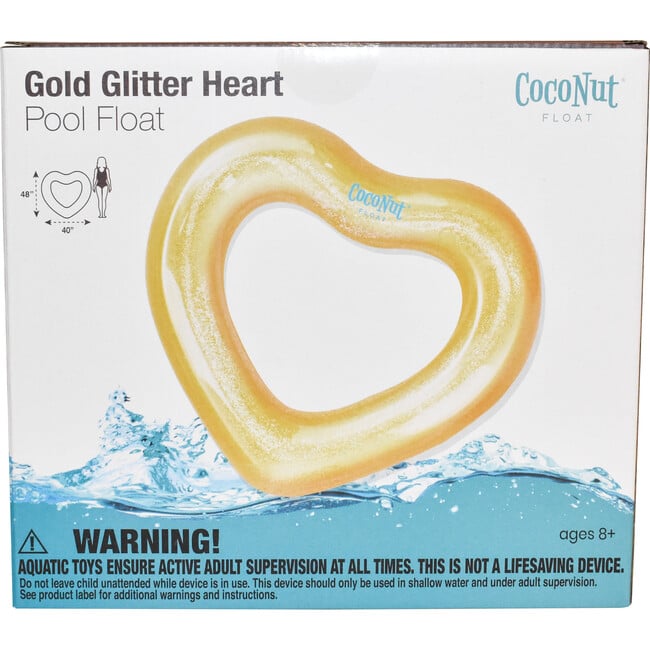 Glitter Heart Pool Float, Gold - Pool Floats - 8