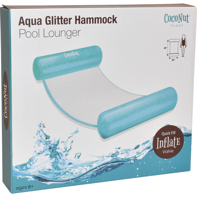 Aqua Glitter Hammock Pool Lounger, Turquoise - CocoNut Float Water Play ...