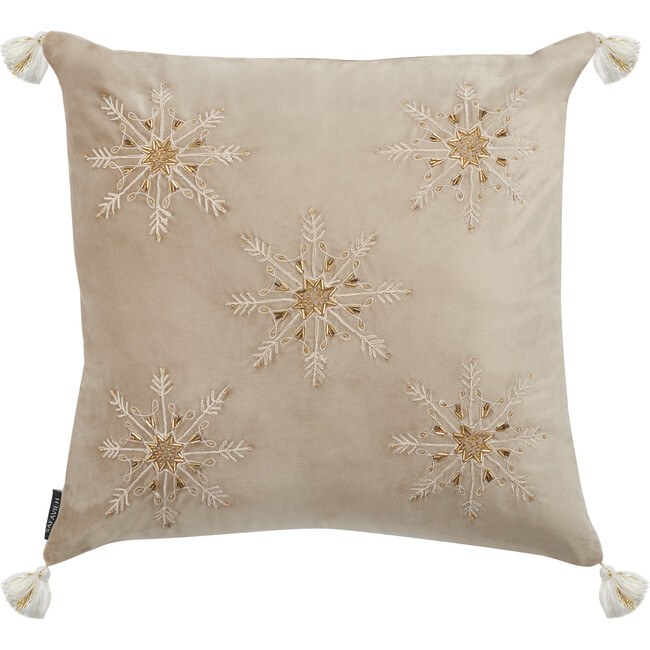 Simone Snowflake Pillow, Beige - Pillows - 1