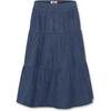 Nikki Velvet Skirt, Denim Blue - Skirts - 1 - thumbnail