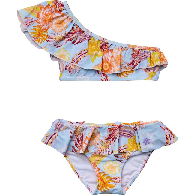 Boho Tropical Sustainable One Shoulder Frill Bikini