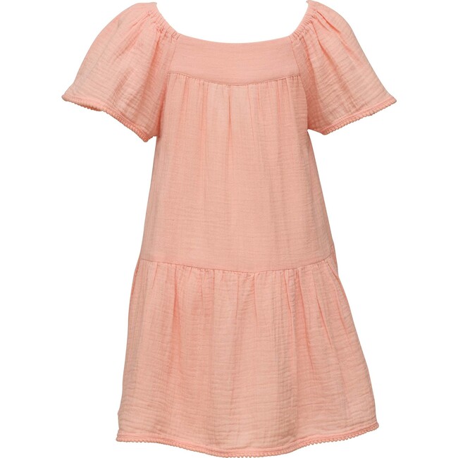 Peach Flutter Sleeve Beach Dress