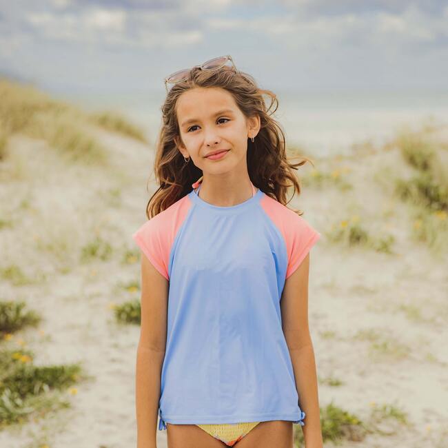 Cornflower Peach Sleeve SS Rash Top - Rash Guards - 2