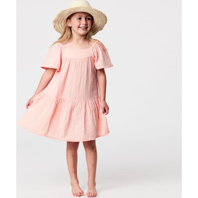 Peach Flutter Sleeve Beach Dress - Cover-Ups - 5