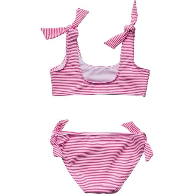 Raspberry Stripe Tie Crop Bikini - Two Pieces - 3