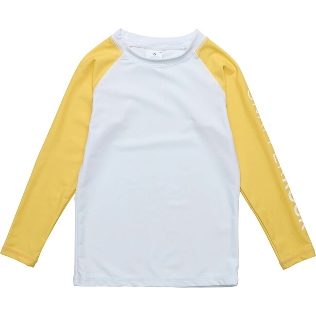 White Yellow Sleeve Sustainable LS Rash Top