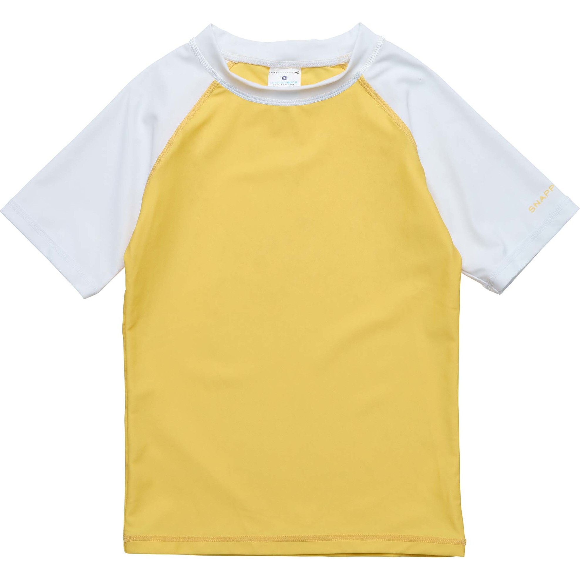 Yellow White Sleeve Sustainable SS Rash Top - Rash Guards - 1