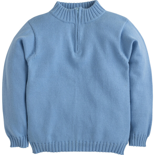 Quarter Zip Sweater, Light Blue - Sweaters - 1