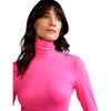 Women's Turtle Neck Blouse, Hot Pink - T-Shirts - 1 - thumbnail