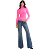 Women's Turtle Neck Blouse, Hot Pink - T-Shirts - 3