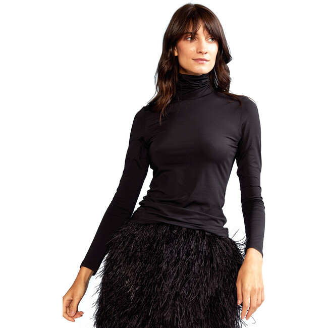 Women's Turtle Neck Blouse, Black - T-Shirts - 3