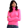 Women's Turtle Neck Blouse, Hot Pink - T-Shirts - 4