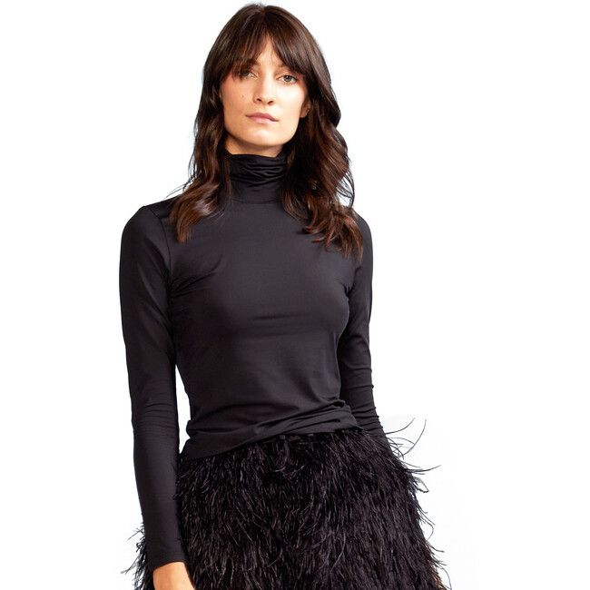 Women's Turtle Neck Blouse, Black - T-Shirts - 4