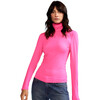 Women's Turtle Neck Blouse, Hot Pink - T-Shirts - 5