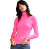 Women's Turtle Neck Blouse, Hot Pink - T-Shirts - 6
