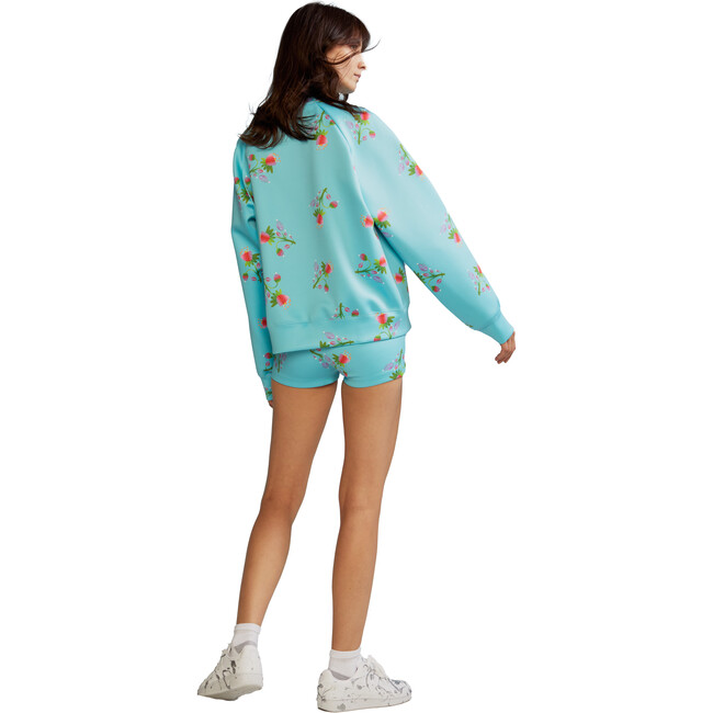 Women's Printed Bonded Sweatshirt, Blue Floral - Sweatshirts - 4