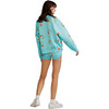 Women's Printed Bonded Sweatshirt, Blue Floral - Sweatshirts - 4
