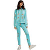 Women's Skinny Bonded Pants, Blue Floral - Pants - 3