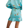 Women's Printed Bonded Mini Skirt, Blue Floral - Skirts - 2