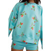 Women's Printed Bonded Sweatshirt, Blue Floral - Sweatshirts - 2