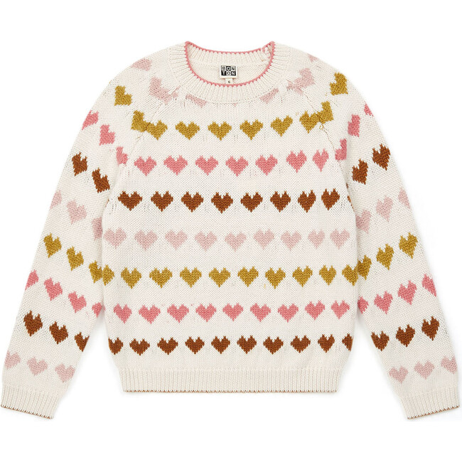 Knit Allover Hearts Pullover Sweater