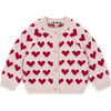 Knit Allover Hearts Baby Cardigan, Red - Sweaters - 1 - thumbnail