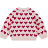 Knit Allover Hearts Baby Cardigan, Red - Sweaters - 2