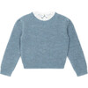 Lace Trimmed Sweater, Sky Blue - Sweaters - 1 - thumbnail