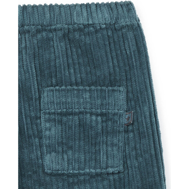 Corduroy Baby Trousers, Dark Teal - Pants - 3