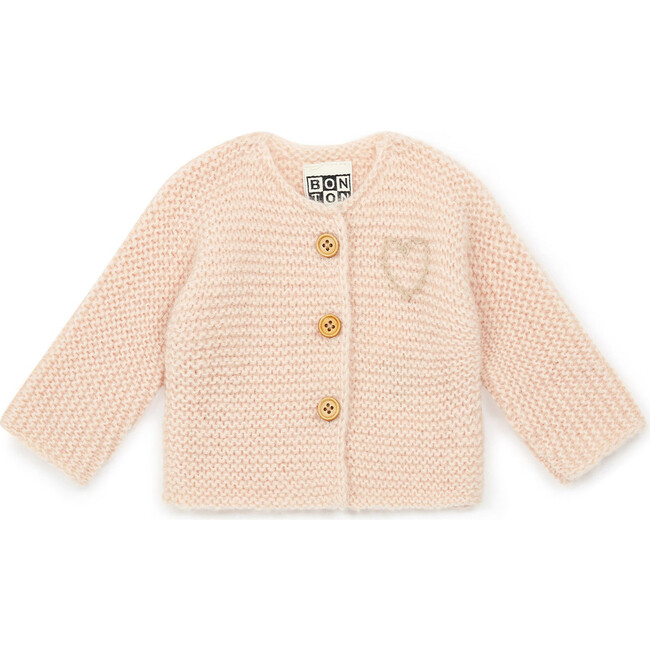 Timousse Heart Knit Cardigan, Peach