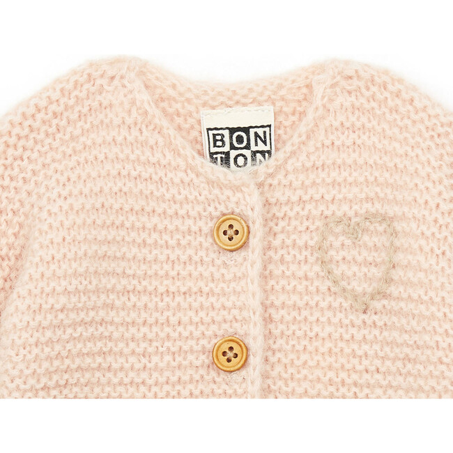 Timousse Heart Knit Cardigan, Peach - Sweaters - 3