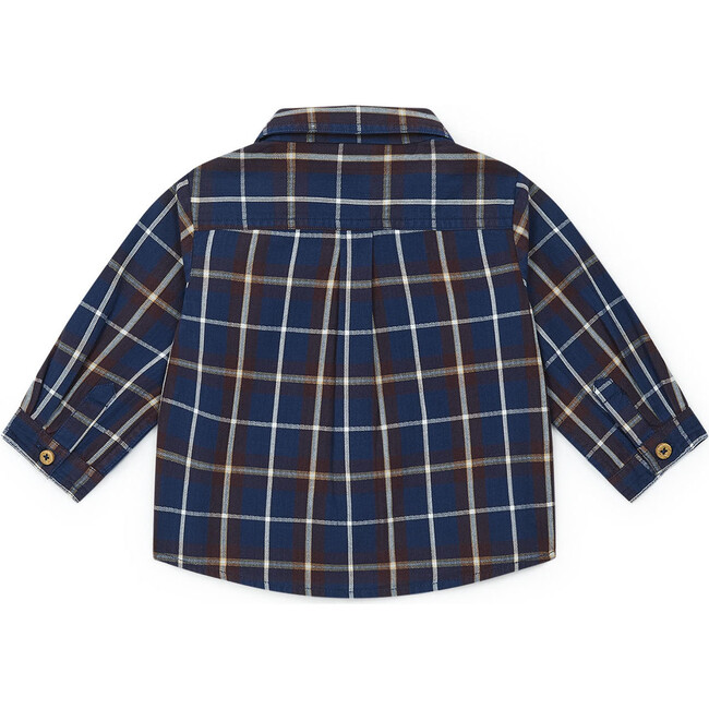 Plaid Baby Shirt, Navy - Shirts - 2