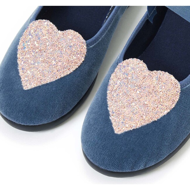 Sarra Heart Mary Janes, Blue Velvet - Mary Janes - 3