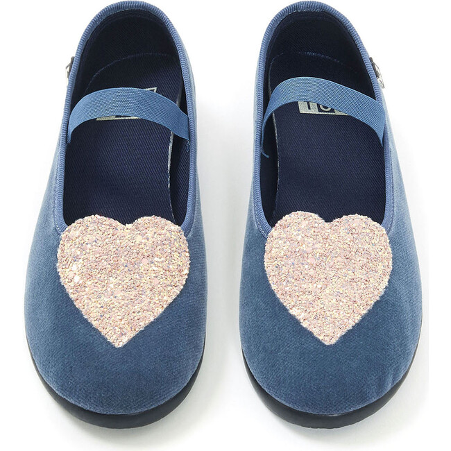 Sarra Heart Mary Janes, Blue Velvet - Mary Janes - 4