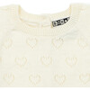 Openwork Hearts Cotton-Cashmere Knit Baby Set, Cream - Mixed Apparel Set - 3