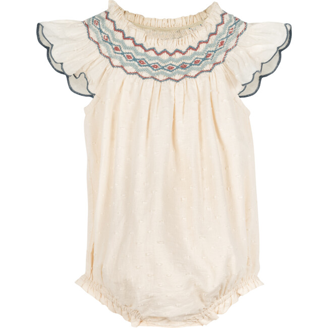 Daisy Bubble, Ivory with Blues - Onesies - 1