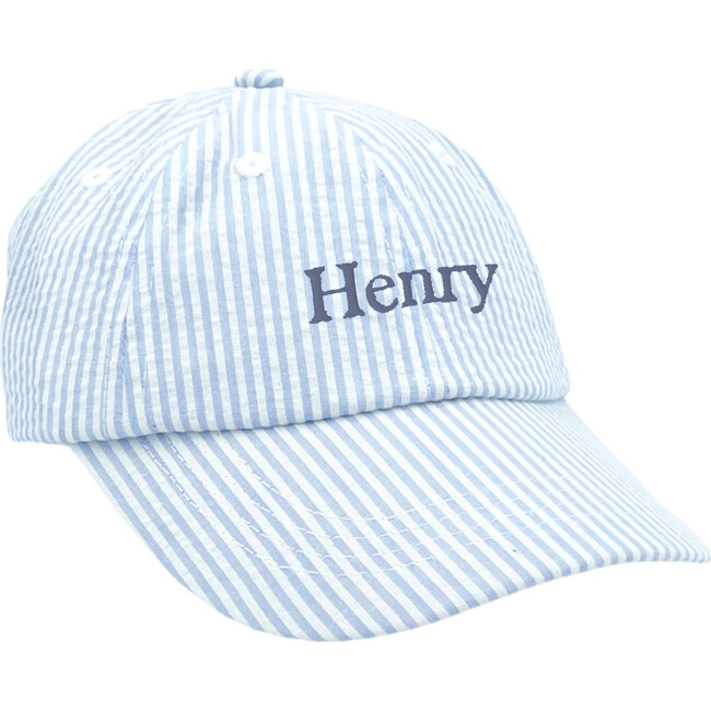 Baby Baseball Hat, Blue Seersucker