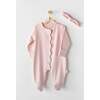 Buttoned Babysuit & Hat, Pink - Bodysuits - 2 - thumbnail