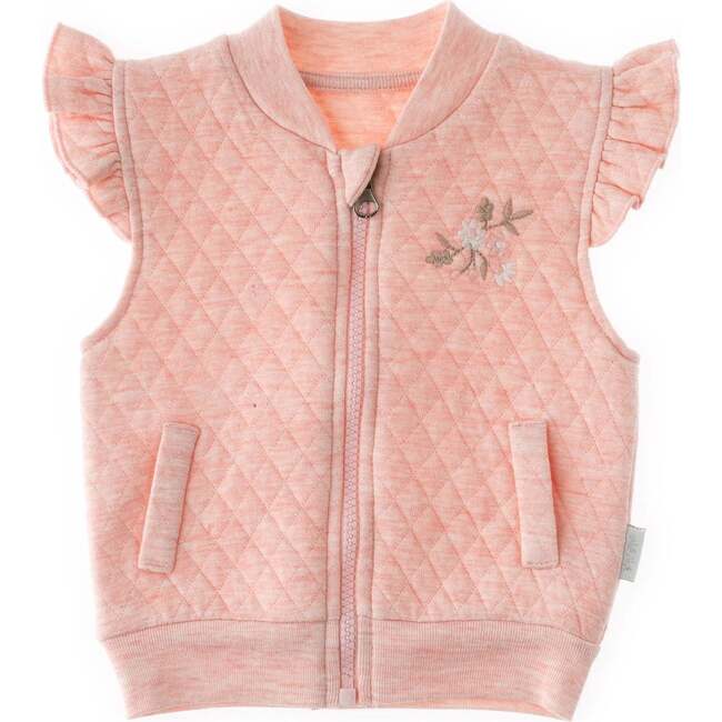 Squirrel Quilted Ruffle Vest, Pink
