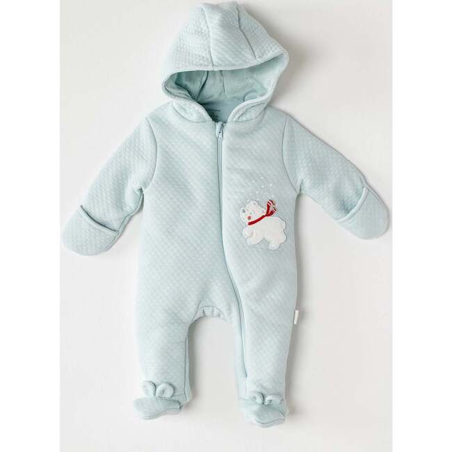 Mint Polar Bear Welsoft Babysuit, Green - Bodysuits - 2