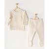 Knitted Cotton Outfit, Ivory - Mixed Apparel Set - 2