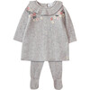 Floral Knit Baby Dress Set, Grey - Dresses - 1 - thumbnail