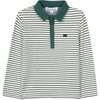 Striped Long Sleeve Polo, Green - Polo Shirts - 1 - thumbnail