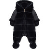 Winter Faux-Fur Lined Jumpsuit, Navy - Onesies - 1 - thumbnail