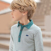Striped Long Sleeve Polo, Green - Polo Shirts - 2
