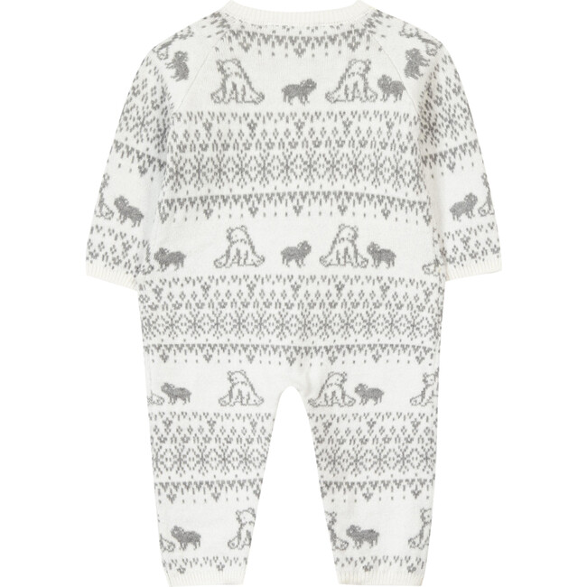 Teddy Bear Friends Knit Baby Jumpsuit, White - Onesies - 3